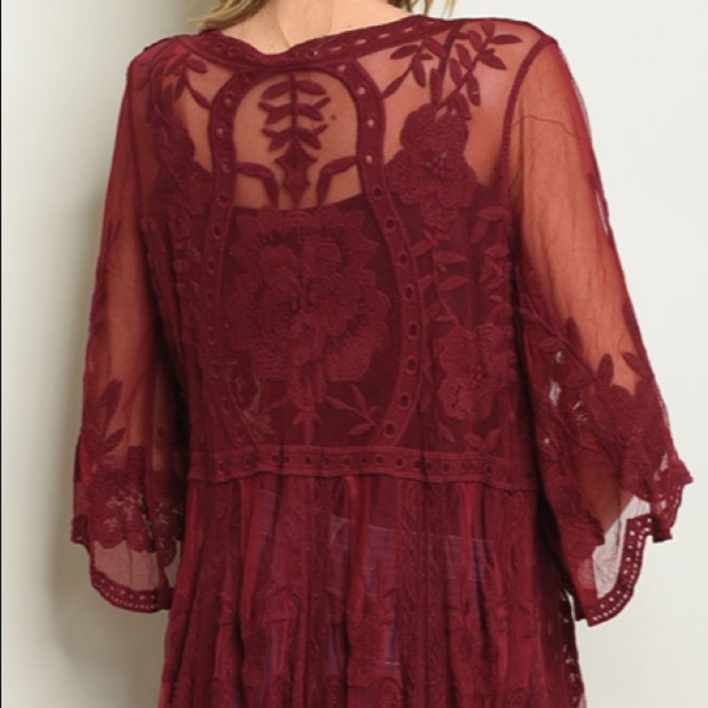 ☀️LAST1️⃣//WINE LACE CARDIGAN KIMONO - Picture 5 of 8